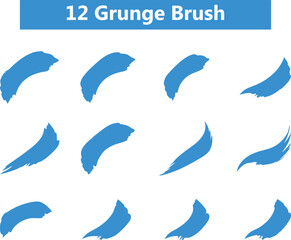 Set of grunge blue paint, ink brush strokes. brush collection isolated on white background.