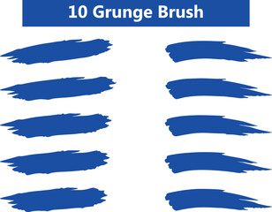 Fototapeta premium Set of grunge blue paint, ink brush strokes. brush collection isolated on white background.