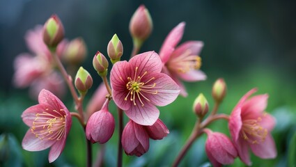 Obraz premium Hellebores in flower: Red hellebore or Lenten rose