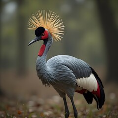Fototapeta premium Portrait of a Black crowned crane or Balearica pavonina.