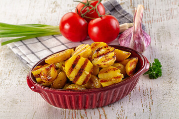 Grilled small baby young potato