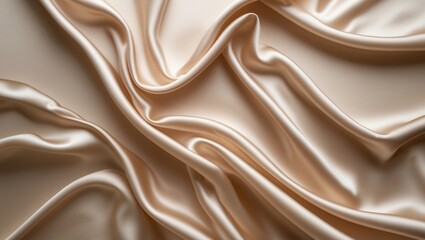 Obraz premium Chic abstract textile featuring flowing silk satin with smooth curves and crumpled creases for decorative backdrop