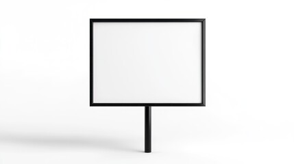 Blank square sign mockup simple black frame on white background