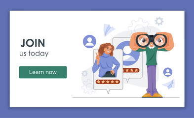 Recruitment campaign banner concept. Vector illustration