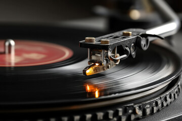 Turntable spinning a vinyl record.