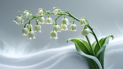 Single Lily of the valley flower on white backdrop