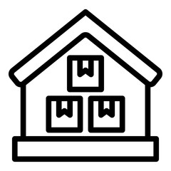 Warehouse Vector Line Icon Design