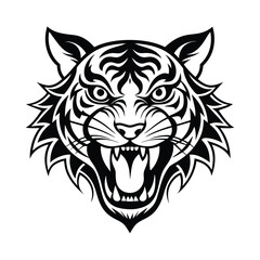 a fierce stylized tiger head illustration vector art silhouette