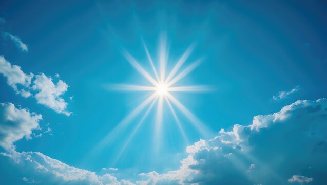 Clear blue sky and sunlit clouds during summer