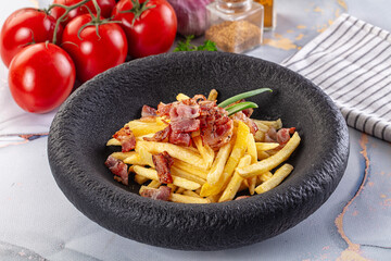 French fry potato with bacon