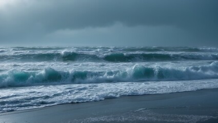 Fototapeta premium blizzard-covered winter seascape and shoreline