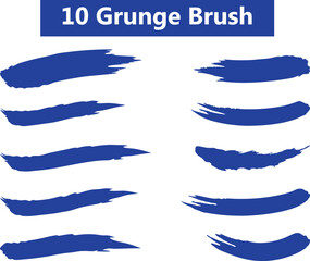 Fototapeta premium Set of grunge blue paint, ink brush strokes. brush collection isolated on white background.