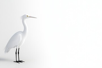 Obraz premium White heron against a plain white backdrop