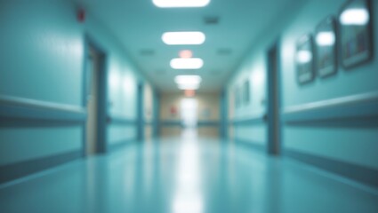 Fototapeta premium Blurred hospital interior hallway scene