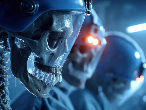 Medical scene depicting tetanus or jaw clustering with lockjaw
