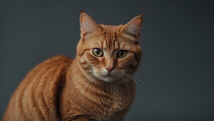 Obraz premium Beautiful kitten featuring furry brown fur on a dark grey backdrop