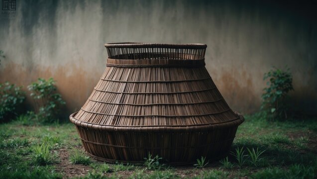 Bamboo-patterned chicken coop featuring traditional craftsmanship in a Himalayan setting