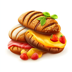 Clipart of Whole Wheat Bread clipart, Decorate for Processed Foods shop, isolated on white background