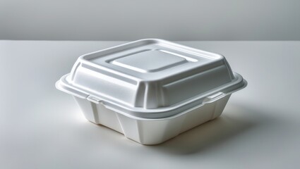 Styrofoam food container collection placed on white surface