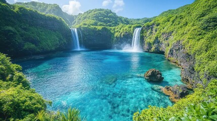 Fototapeta premium Tropical Paradise Waterfall