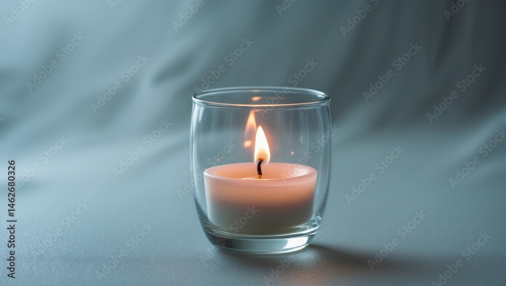 Poster isolated image of a candlelit glass cup against a simple background