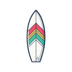 Two colorful surfboards Flat vector illustration of two colorful surfboards standing upright in the sand on a sunny beach, symbolizing summer fun and ocean sports