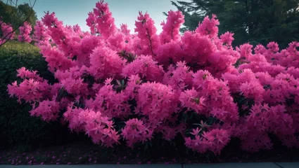 Wanddecoratie Azalea Serene neighborhood featuring a pink azalea bush  © -Quantum Pixels-