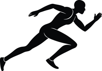 runner sprinting or running concept silhouette vector
