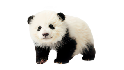  Cute baby panda on transparent background. Animal.