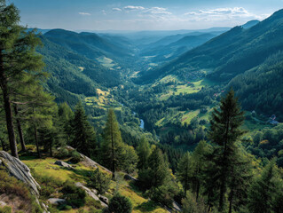 Fototapeta premium Scenic mountains and forests of Pohorje in Slovenia, winter or summer scene