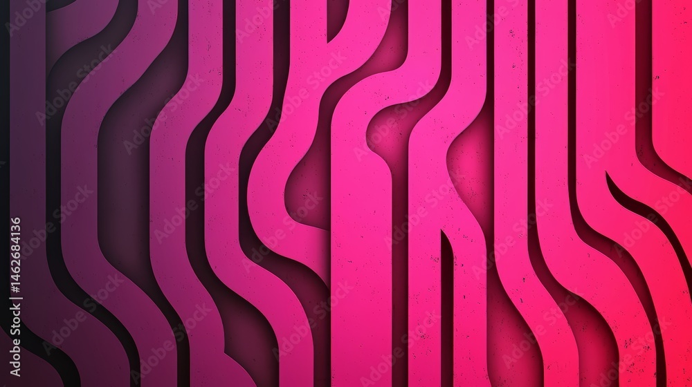 Poster pink and purple stripes with the word spring written in white. the image has a futuristic and abstra