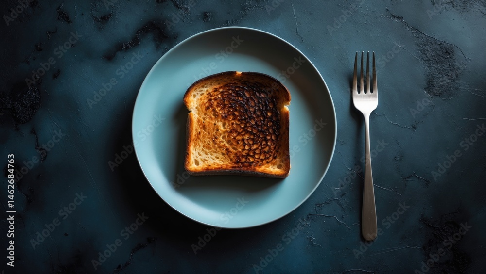 Poster burned piece of bread caused by baking error