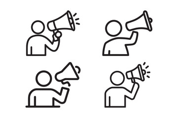 Announcement Megaphone Icon Set Speaker Outline Vector Collection