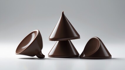 Detailed view of chocolate chips scattered on white backdrop