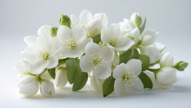 White flowers and buds of an orange tree, highlighting Neroli blossom and citrus bloom