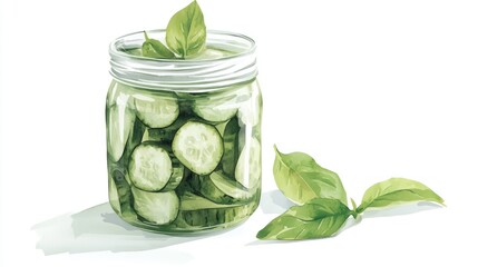 Glass Jar of Pickled Cucumbers