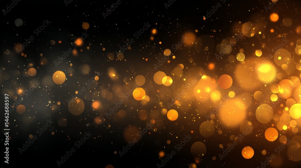 Leinwandbilder shimmering amber bokeh lights create a festive atmosphere on a deep charcoal background, perfect for