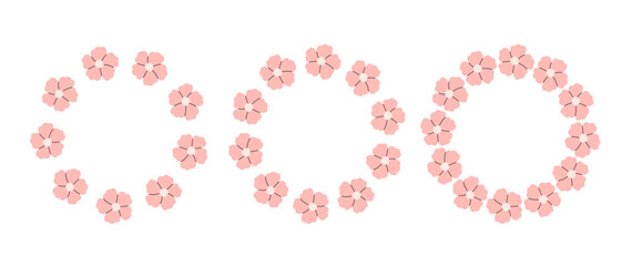 Floral simple circle frame. Hand drawn botanical round border, floral wreath, laurel. Design for invitation, card, banner, logo. Vector illustration in flat style