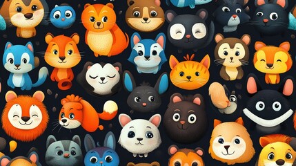 Seamless and isolated animal pattern cartoon illustration illustration , no logos, no brands