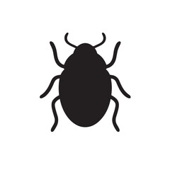 Beetle Silhouette, Smooth Insect Vector on White Background