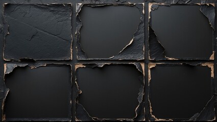 Naklejka premium Old dark photo on worn cardboard background with creases and stains