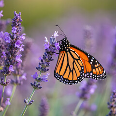 Colorful Butterfly on Lavender