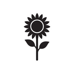 Sunflower Silhouette, Bold Floral Symbol Outline Vector