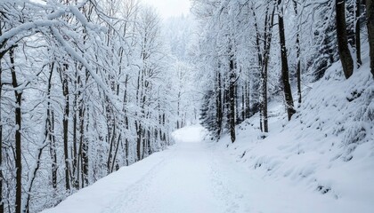 Fototapeta premium Snowy forest path (1)