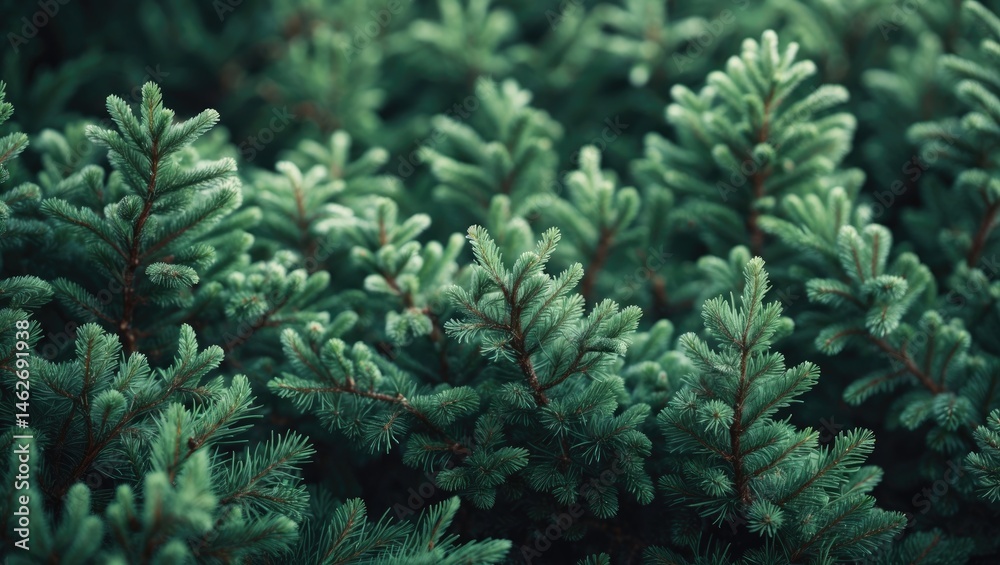 Poster Abstract winter scene featuring fluffy evergreen branches with needles and texture