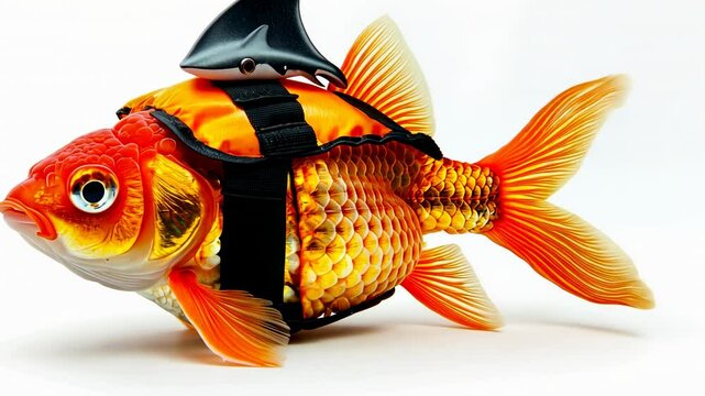 The Goldfish's Unlikely Companion, A Shark-Fin Adventure on the High Seas