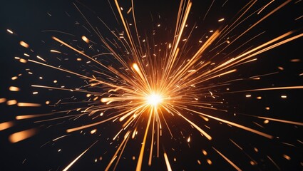 Obraz premium Detailed view of glowing sparks with orange and yellow hues against a dark backdrop