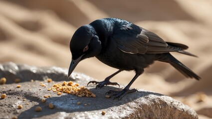 Obraz premium Blackbird's ground foraging behavior in urbanization and woodland areas