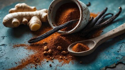 Fototapeta premium Components of vanilla chai tea mix