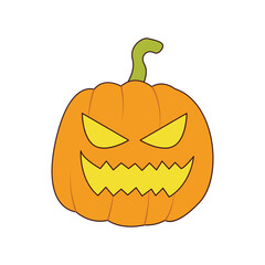 Halloween vector illustration. Halloween pumpkin with scary smile.